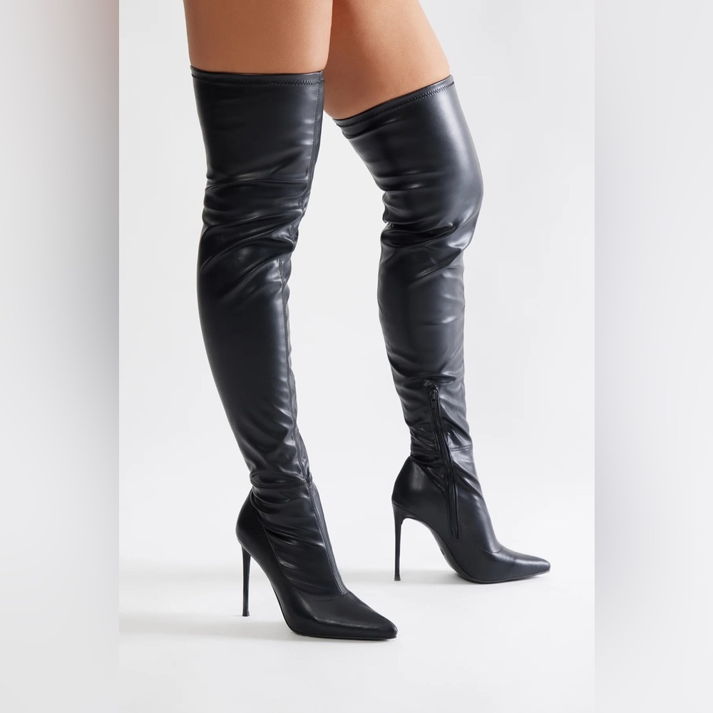 Black Leather Over-the-Knee Boots